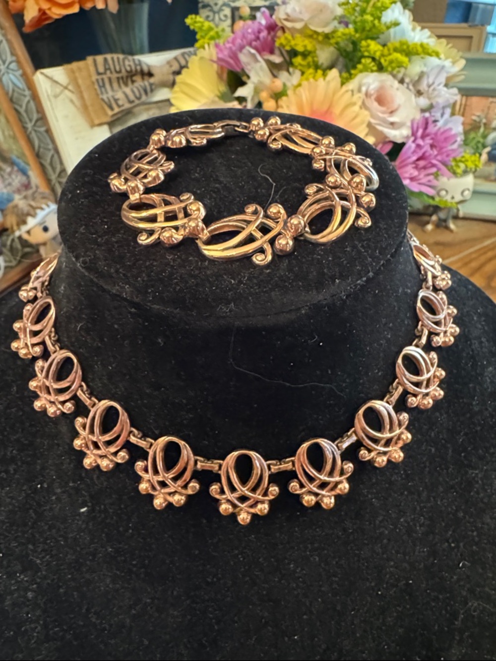 Vintage Mid-Century Renoir ArtNouveau Cooper Filagree Necklace/Bracelet Set